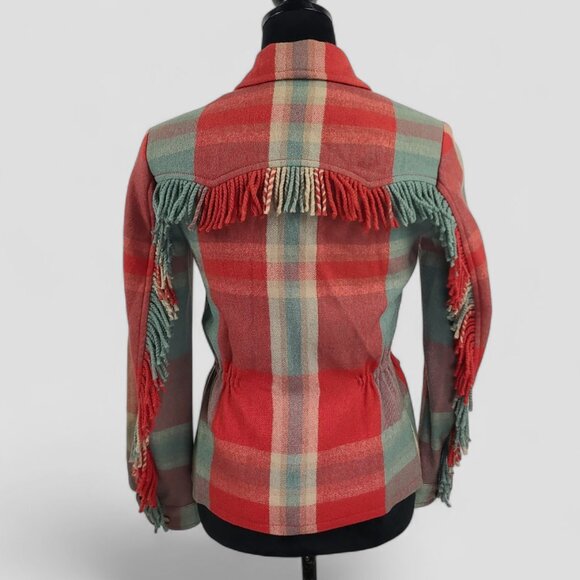 Ralph Lauren Wool Western Plaid Fringe Jacket 2 - Picture 3 of 10
